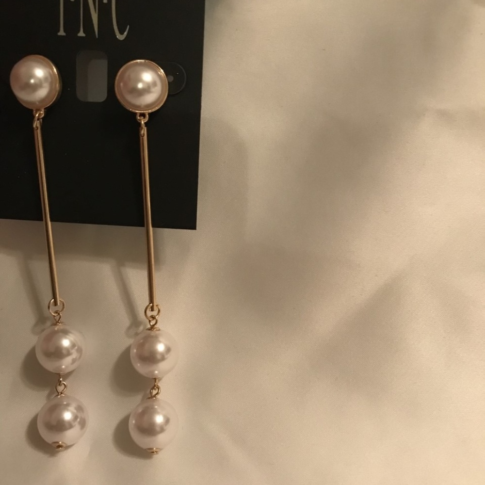 Gold-Tone Simulated Pearl Stick Earrings
